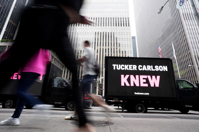 A mobile billboard deployed by Media Matters circles Fox News Corp headquarters