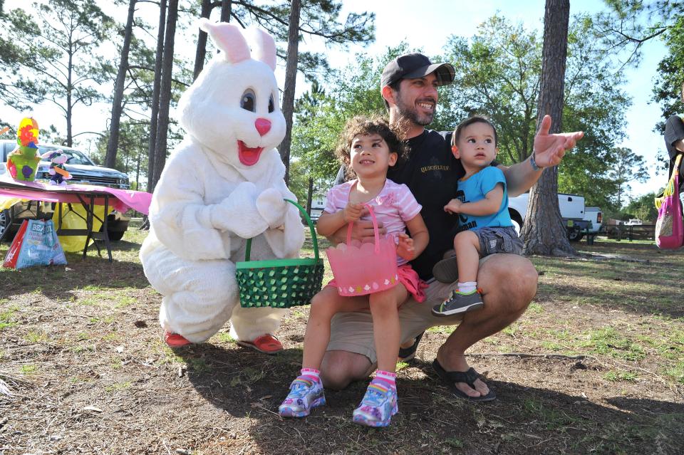 Hundreds of children make quick work collecting thousands of plastic Easter eggs at the City of Jacksonville Beach's annual Easter egg hunt in April 2017.