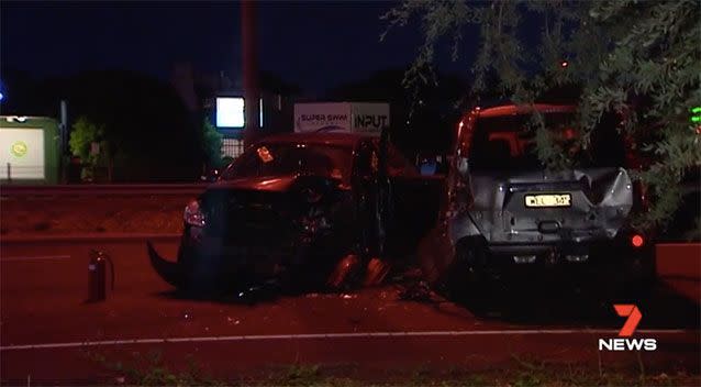 An earlier police pursuit was called off before another stolen vehicle smashed into three cars. Source: 7 News