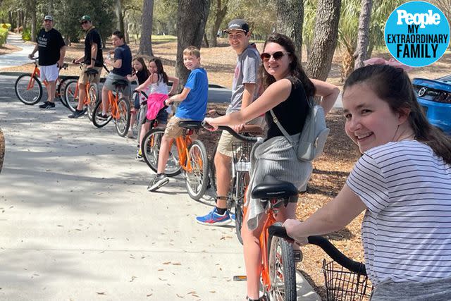 <p>Courtesy of the Carlson Family</p> The family out on a recent bike excursion