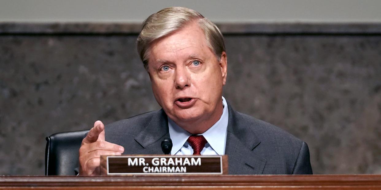 Sen. Lindsey Graham, R-S.C., speaks during Senate Judiciary Committee hearing on Capitol Hill in Washington, Wednesday, June 3, 2020. (Greg Nash/Pool via AP)