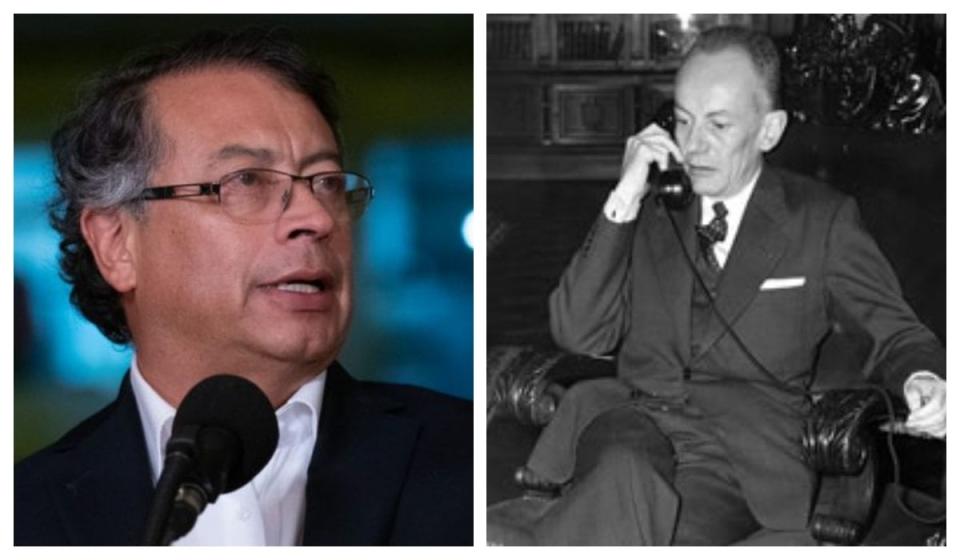 Gustavo Petro, presidente de Colombia, y Alberto Lleras, expresidente de Colombia. Imágenes: Presidencia y Clark Manuel Rodríguez - Ximena Guerrero (tomada del Archivo del Banco de la República)