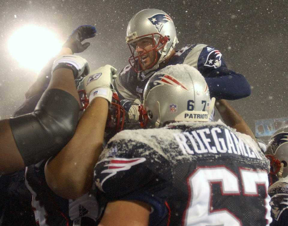 It was Adam Vinatieri’s kick in the snow in the AFC championship game against the Oakland Raiders — the Tuck Rule Game — that sent the New England Patriots to Super Bowl XXXVI. (AP)