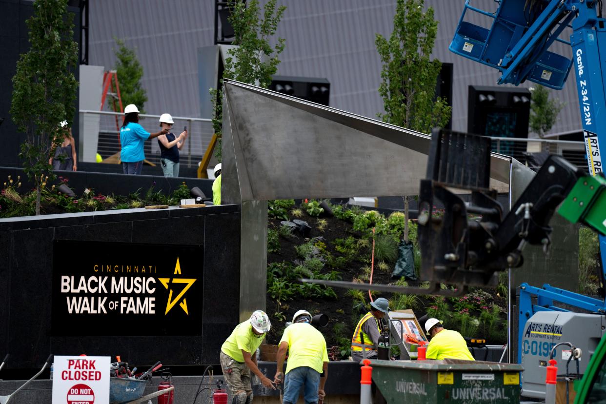 A view of the Cincinnati Black Music Walk of Fame, still under construction on Thursday, July 13.