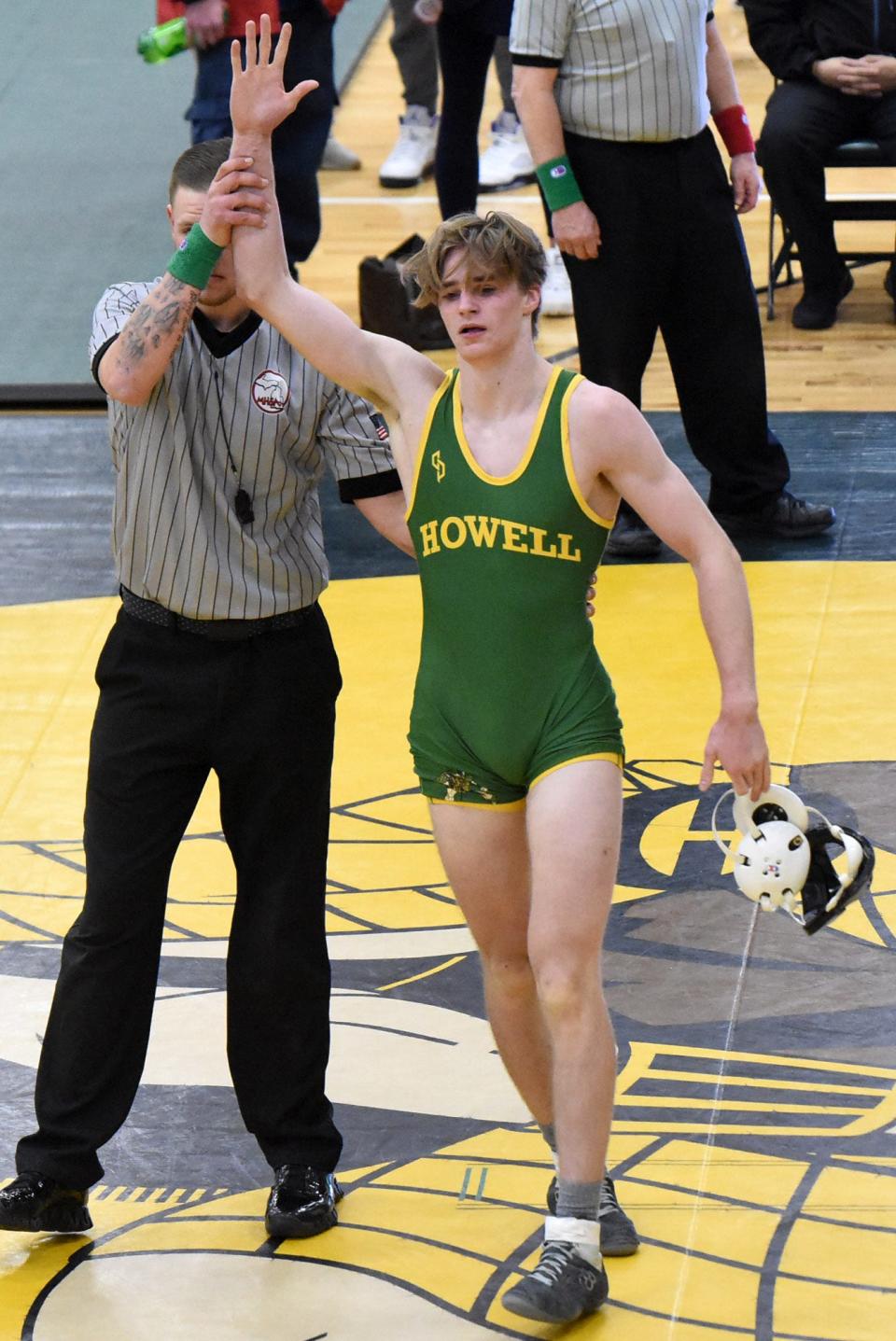 Brady Butcher won the final match against Livonia Franklin, giving Howell a 32-29 victory on Wednesday, Feb. 1, 2023.