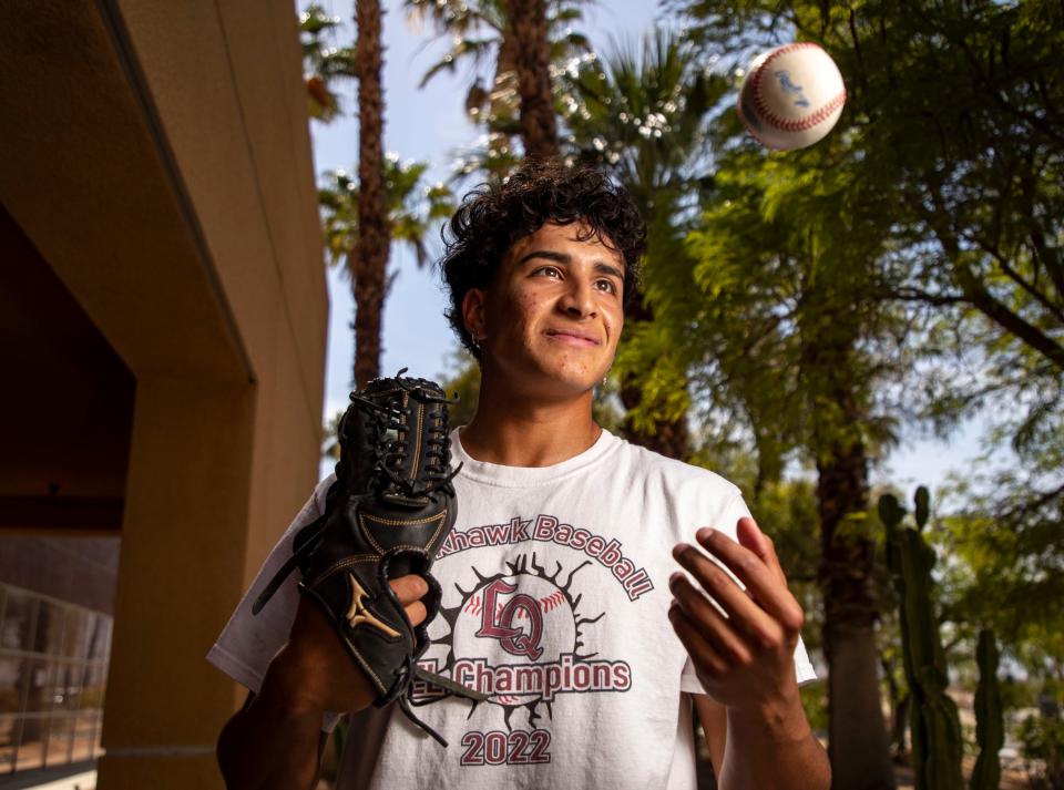 La Quinta baseball player Brandon Leon poses for a photo at The Desert Sun office in Palm Springs, Calif., Thursday, June 9, 2022.