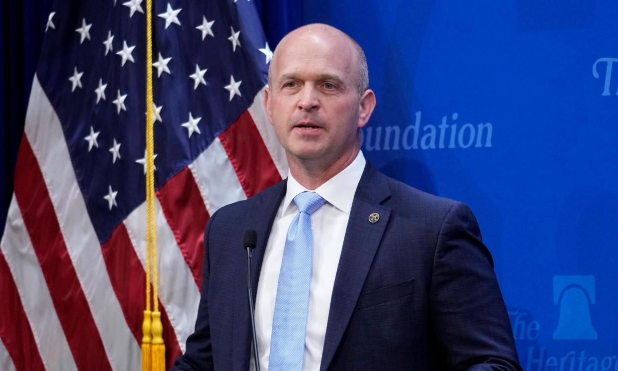 <span>Kevin Roberts, president of the Heritage Foundation, speaks at an event on 12 April 2023.</span><span>Photograph: J Scott Applewhite/AP</span>