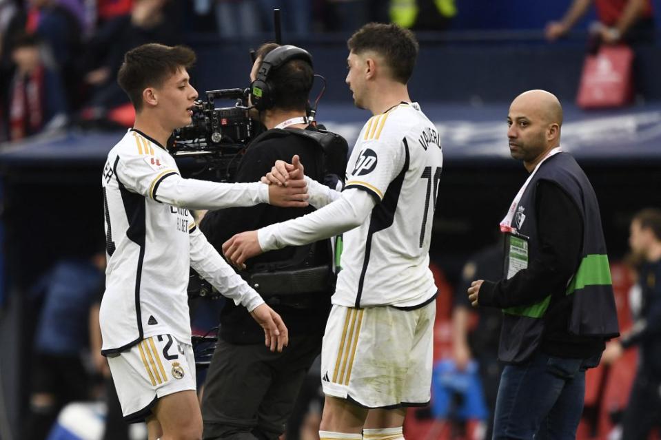 Guler and Valverde are options to become Real Madrid’s primary corner-kick takers. (Photo by ANDER GILLENEA/AFP via Getty Images)