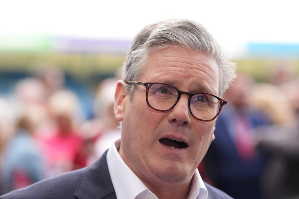 Labour Party leader Sir Keir Starmer during a visit to Gillingham Football club in Gillingham, Kent, while on the General Election campaign trail (Gareth Fuller/PA) (PA Wire)