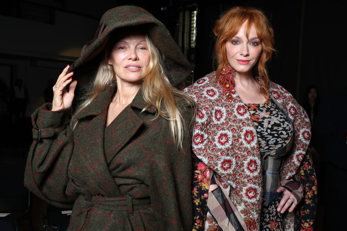 PARIS, FRANCE - SEPTEMBER 30: (EDITORIAL USE ONLY - For Non-Editorial use please seek approval from Fashion House) Pamela Anderson and Christina Hendricks attend the Vivienne Westwood Womenswear Spring/Summer 2024 show as part of Paris Fashion Week on September 30, 2023 in Paris, France. (Photo by Pascal Le Segretain/Getty Images)<p>Pascal Le Segretain/Getty Images</p>