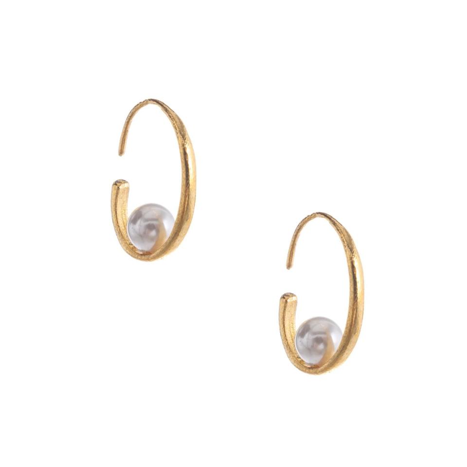 Seyahan Gold Pearl Hoops