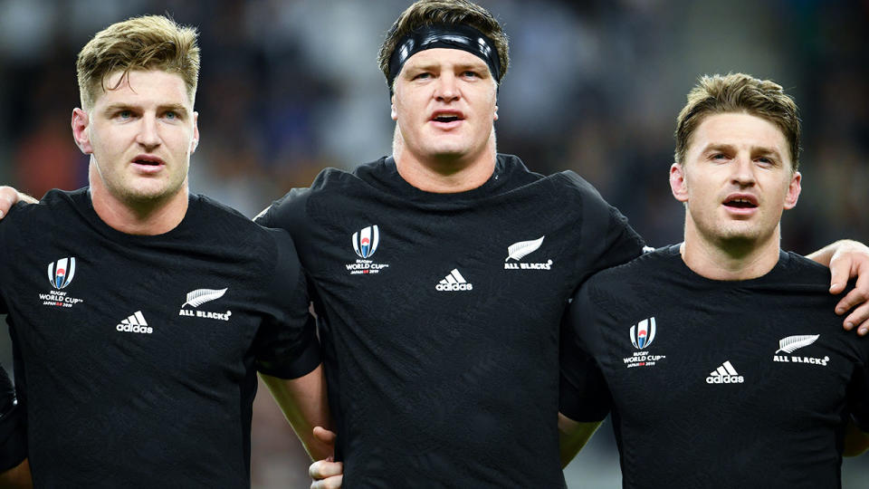 Jordie, Scott and Beauden Barrett, pictured here in action at the Rugby World Cup.