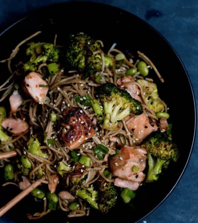 <strong>Get the <a href="http://www.thebrickkitchen.com/2016/05/miso-salmon-eggplant-soba-noodle-stir-fry/" target="_blank">Miso Salmon, Eggplant And Soba Noodle Stir-Fry recipe</a>&nbsp;from&nbsp;The Brick Kitchen</strong>