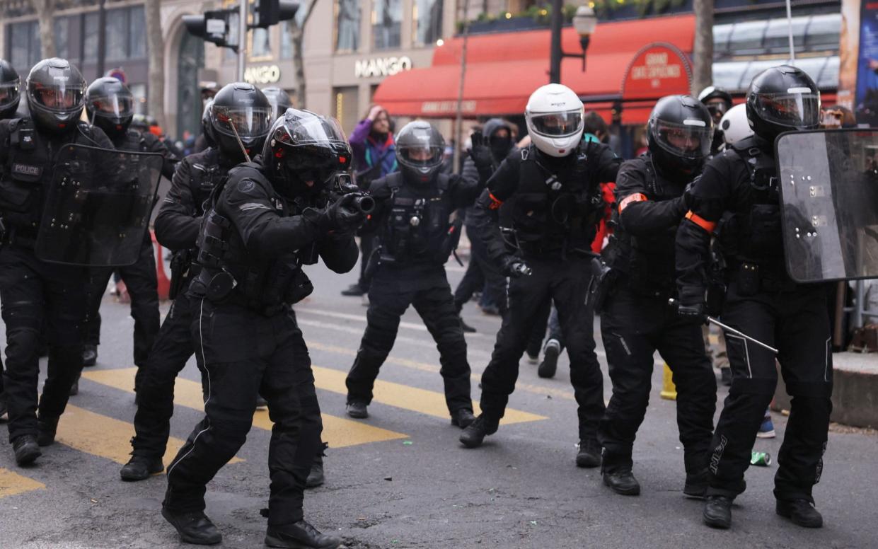 An internal investigation has been launched after Brav-M officers were heard insulting, intimidating and slapping youths involved in pension demonstrations - Thomas Samson/Getty