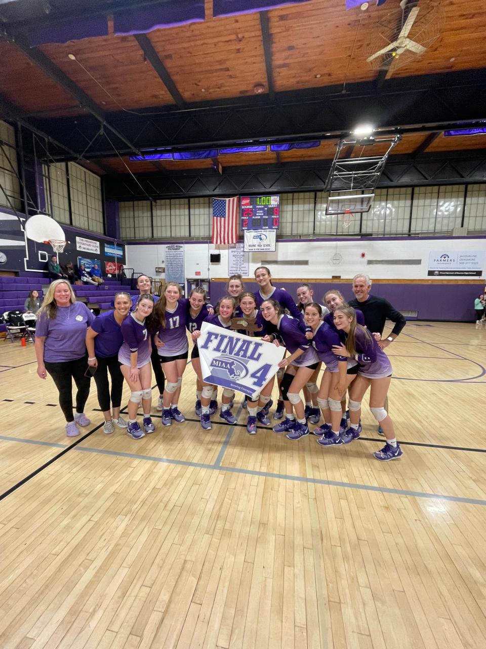 The Bourne girls volleyball team advanced to the Final Four after sweeping Whitinsville Christian.