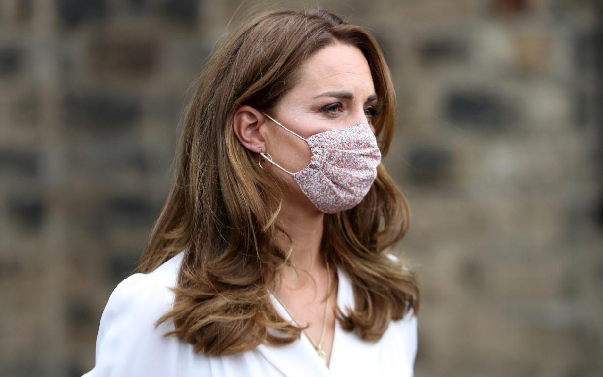 The Duchess of Cambridge in a floral face mask in Sheffield on Tuesday - Chris Jackson/Getty Images