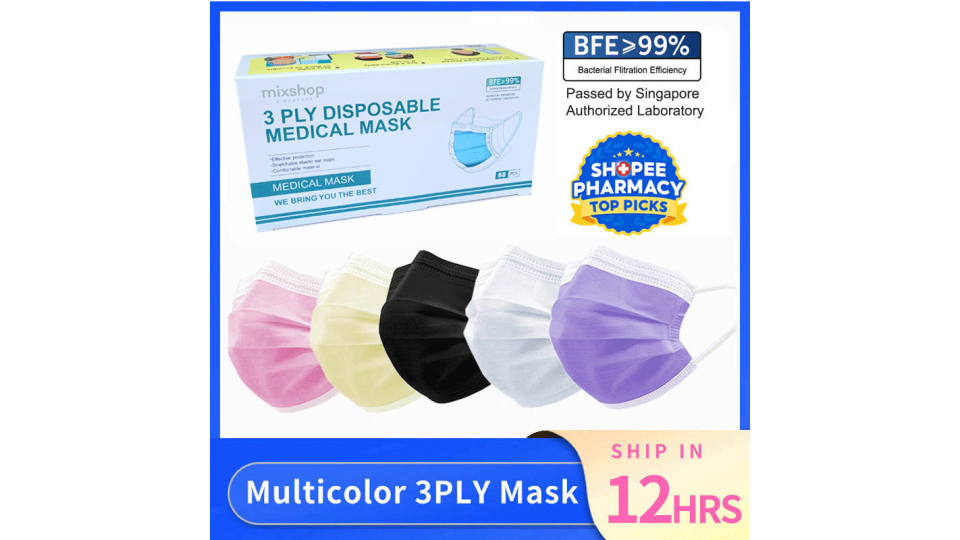 A product image of 3PLY disposable Medical mask & face masks.