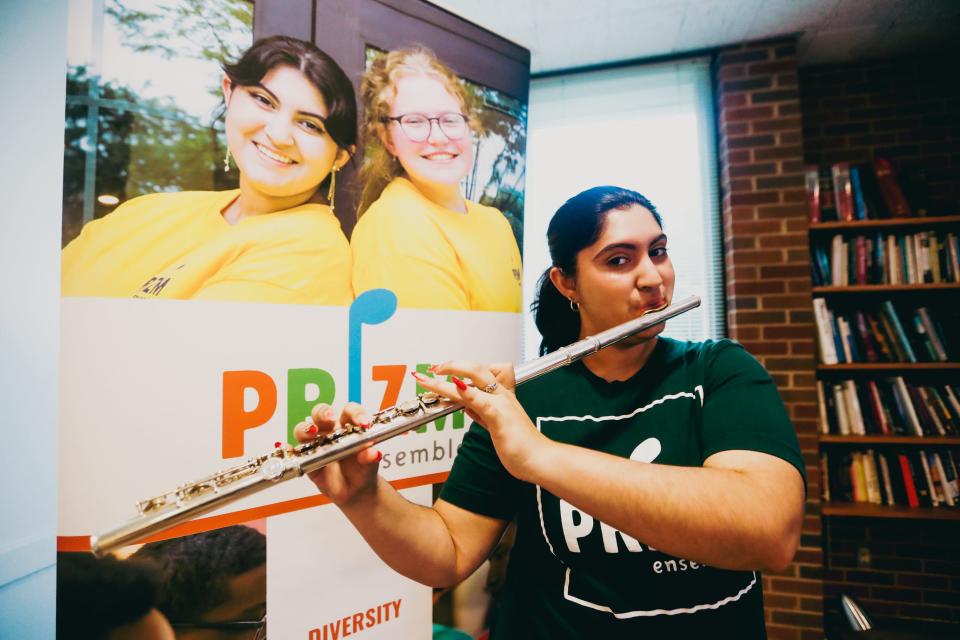 Isabelle Nieves is a part of Prizm Ensemble, which is a music education program that trains young, underserved chamber music musicians grades six through twelve. She plays a few notes on Wednesday, May 22, 2024 at Shady Grove Presbyterian Church in Memphis, Tenn.