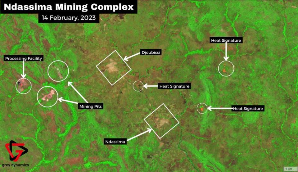 A satellite image provided to CBS News by independent intelligence company Grey Dynamics shows the Ndassima gold mine in the Central African Republic's   Ouaka prefecture. / Credit: Grey Dynamics