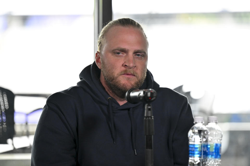 SEATTLE, WASHINGTON - MARCH 27: Defensive coordinator Steve Belichick of the Washington Huskies speaks during the Spring football press conference at Husky Stadium on March 27, 2024 in Seattle, Washington. (Photo by Alika Jenner/Getty Images)