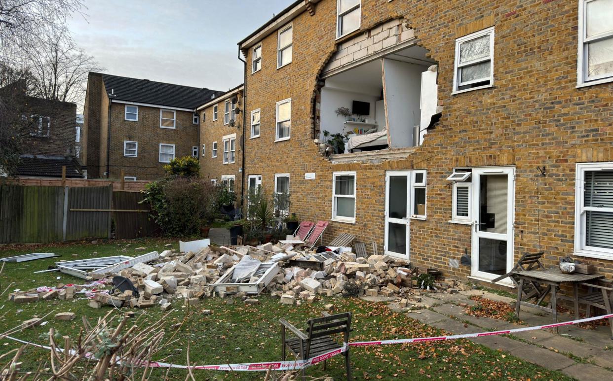 The blast left a huge hole in the block of flats