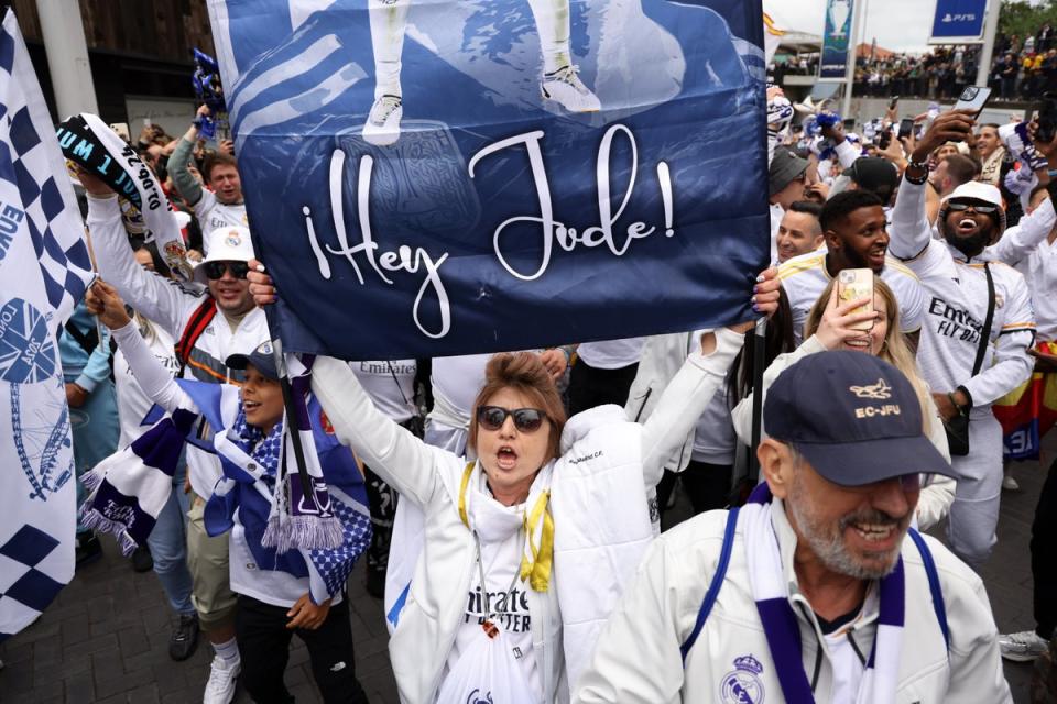 Real Madrid fans celebrate their (and England’s) young superstar (Getty Images)