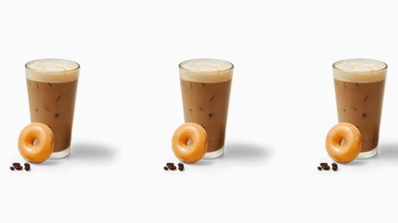 iced coffee with donuts