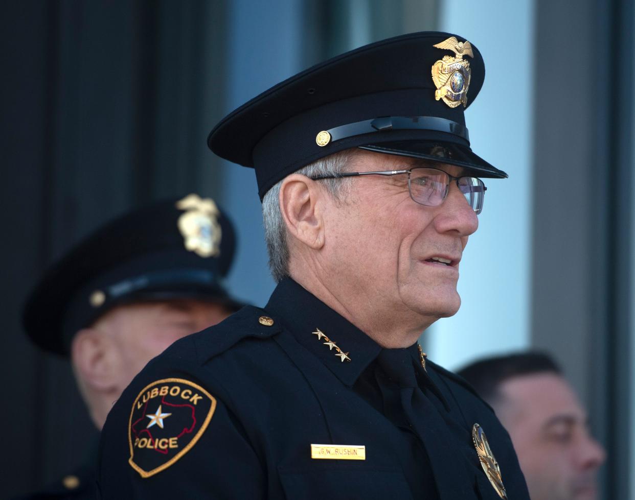Lubbock Interim Police Chief Greg Rushin attends the a ribbon cutting for the new Lubbock Police Department headquarters, Wednesday, March 20, 2024, near 15th Street and Avenue K.