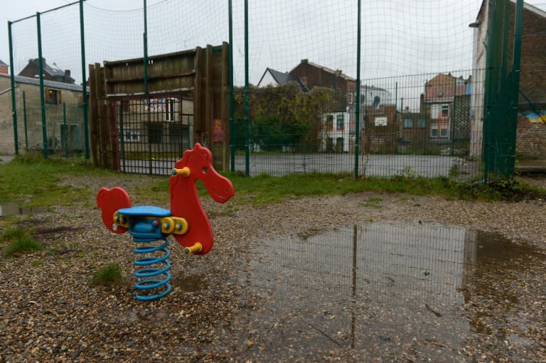 A picture taken on November 25, 2015 shows an empty playground in Verviers, Belgium