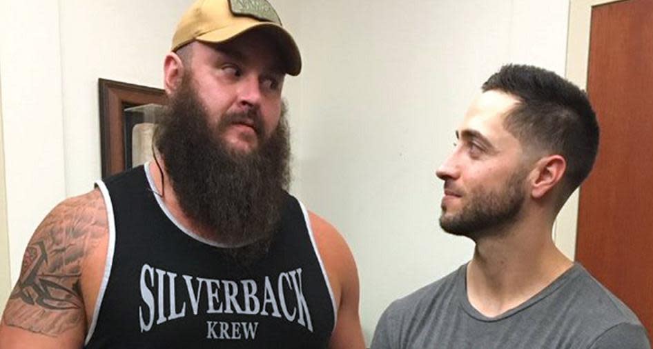 Meet the Brauns. That’s WWE superstar Braun Strowman (left) and Milwaukee Brewers outfielder Ryan Braun. (Brewers on Twitter)