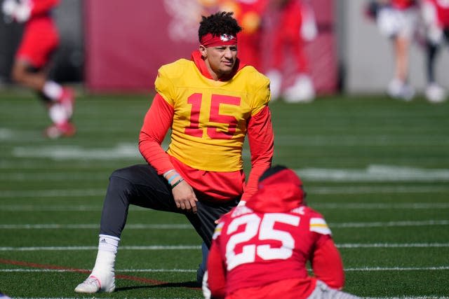 Patrick Mahomes at Kansas City practice on Wednesday 