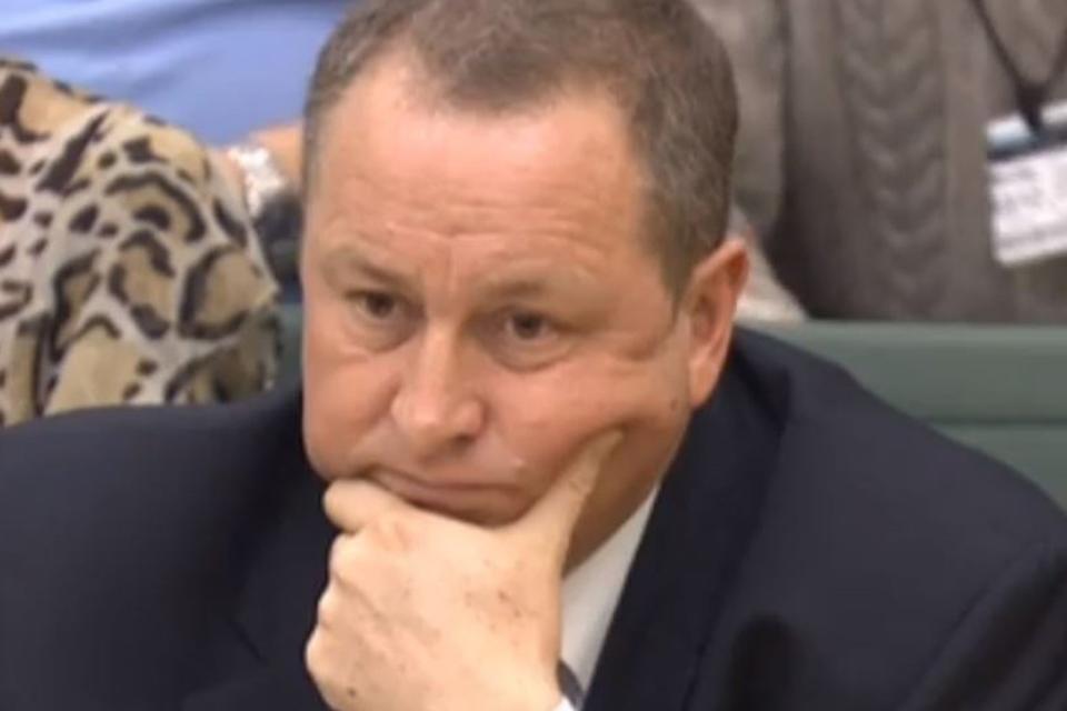 Chief Executive of the Sports Direct Group Mike Ashley gives evidence: PA