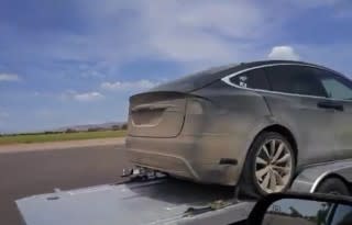 Tesla Model X prototype on Arizona road, July 2015 [by YouTube user count783]