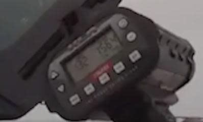 Radar device showing 132 mph is seen being held by Orange County, Florida Sheriff's Office Cpl. Greg Rittger during traffic stop on I-94 in the Orlando area in video posted on social media on August 1, 2023. / Credit: Orange County (Florida) Sheriff's Office