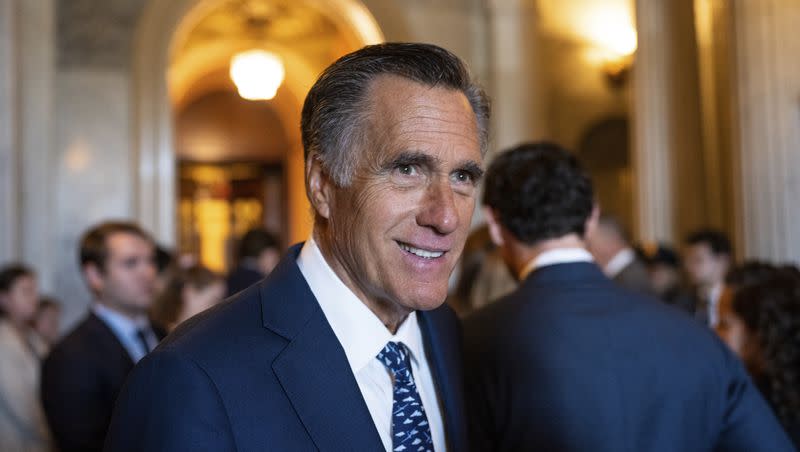 Sen. Mitt Romney, R-Utah, leaves the Senate chamber after a vote in the Capitol on Thursday, July 13, 2023. Romney has announced he will not seek a second term.