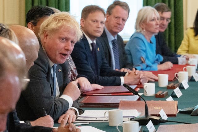 Prime Minister Boris Johnson speaks during Tuesday's Cabinet meeting 