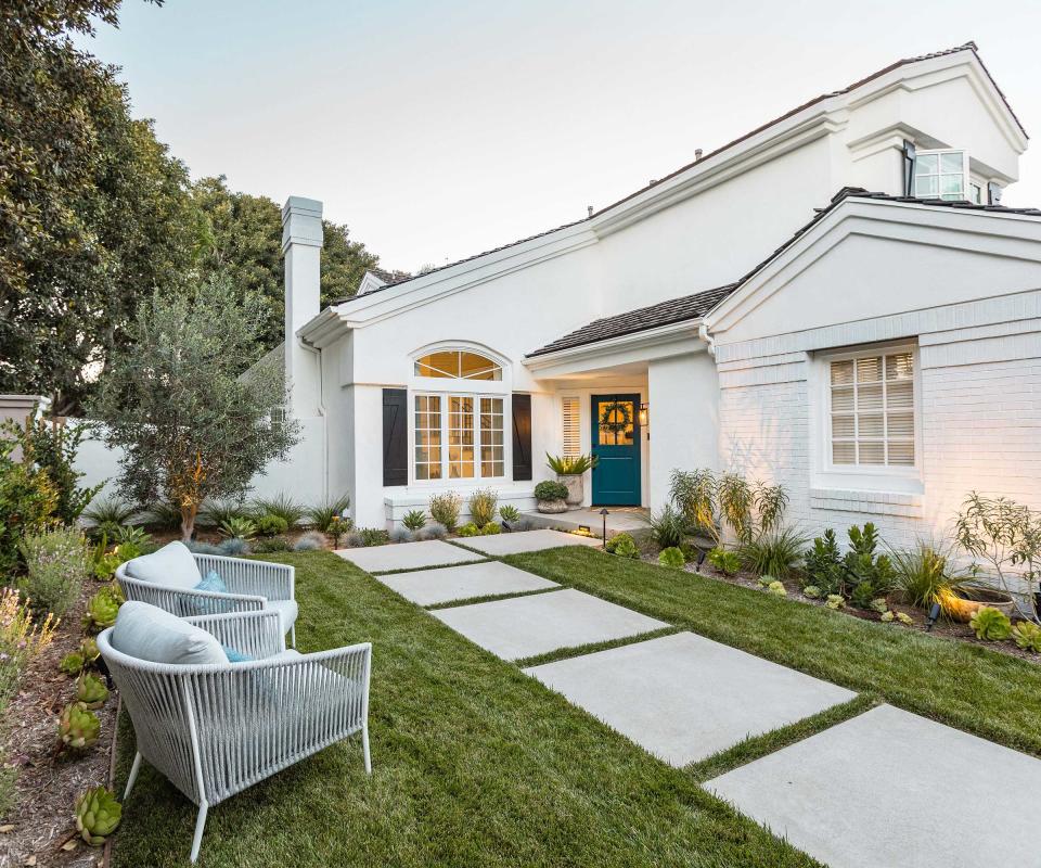 paving and lawn in front yard