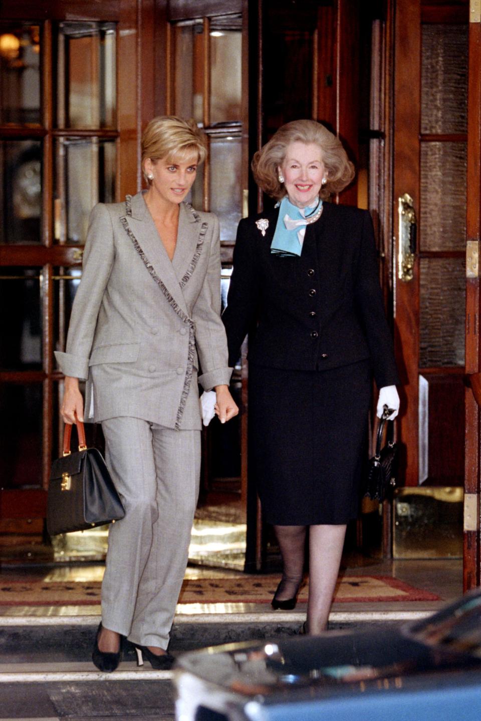 Diana, The Princess Of Wales Has Lunch With Her Stepmother Raine Spencer At The Connaught Hotel In Mayfair.