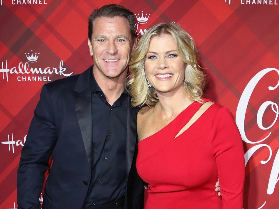 <p>David Livingston/Getty</p> Alison Sweeney and David Sanov attend a screening of Hallmark Channel