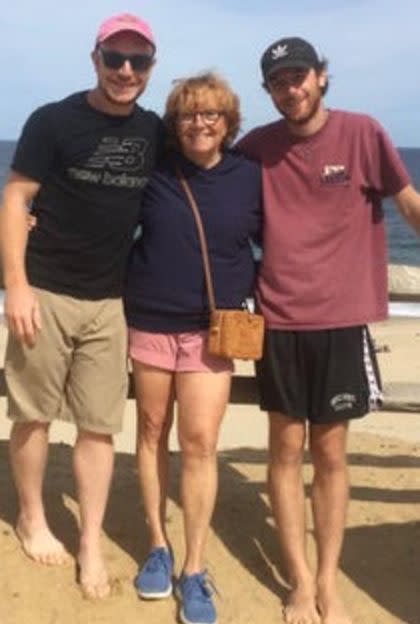 The author with her two sons on Cape Cod. 