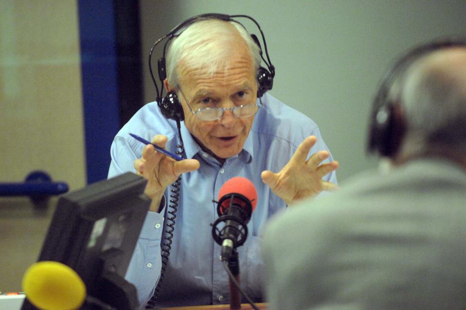 John Humphrys, in the radio studio, during a broadcast of Today, the flagship programme on BBC Radio Four. (Photo by Jeff Overs/BBC News & Current Affairs via Getty Images)