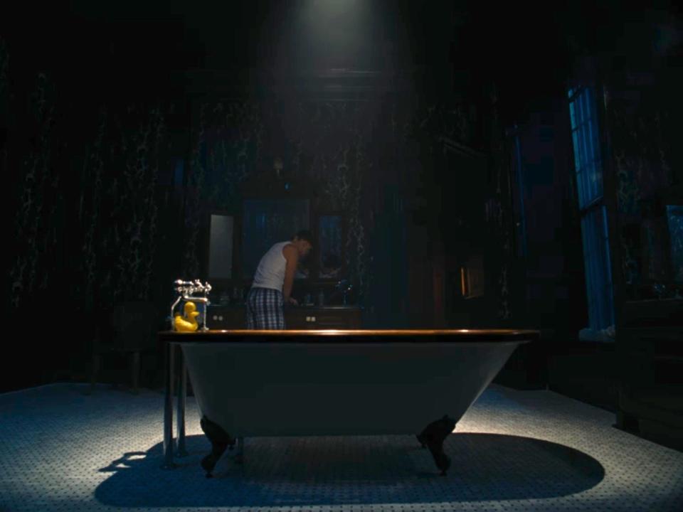 Barry Keoghan as Oliver in the bathtub scene in "Saltburn."