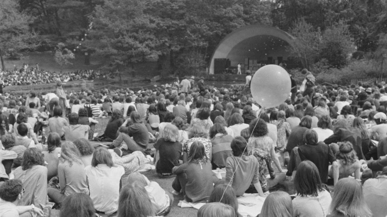  The crowd at the Crystal Palace Bowl during the first Garden Party, 1971. 