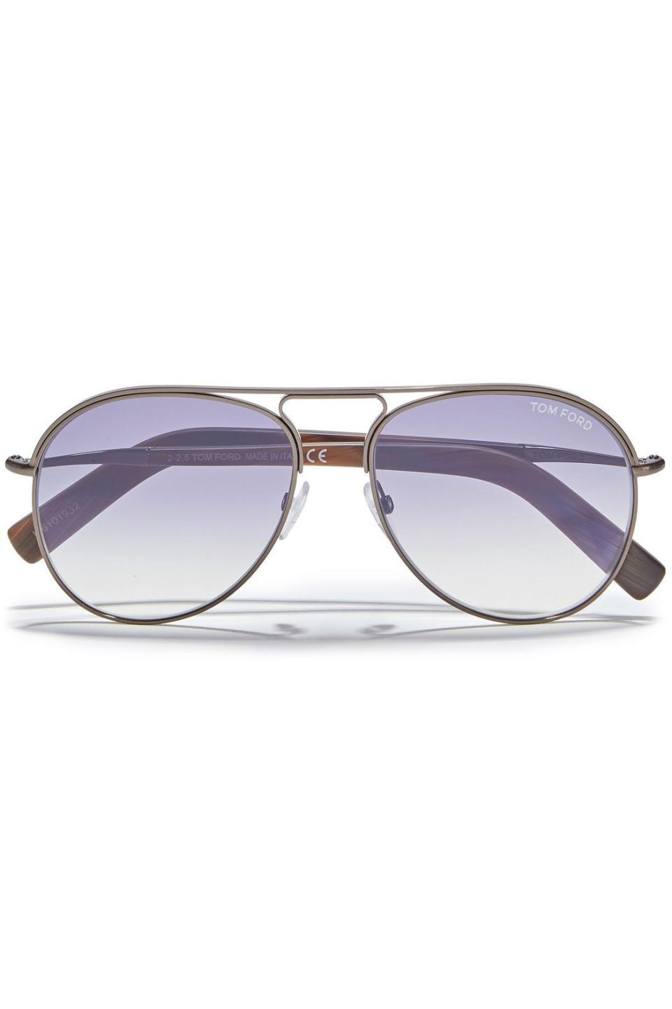 22) Aviator-style gunmetal-tone sunglasses