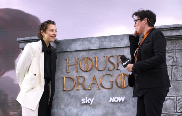 Emma D’Arcy being interviewed by Sue Perkins on the House Of The Dragon red carpet