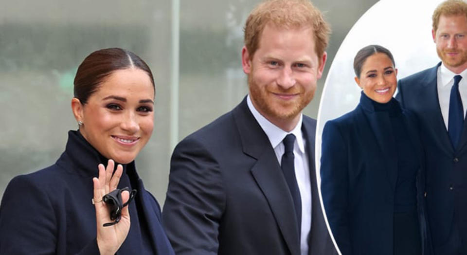 The Duke and Duchess of Sussex, Prince Harry and Meghan Markle visit One World Observatory on 102nd floor of Freedom Tower of World Trade Center. Photo: Getty Images.