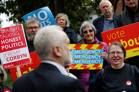 Jeremy Corbyn, the leader of Britain's opposition Labour Party campaigns in Oxford, May 4, 2017. REUTERS/Darren Staples