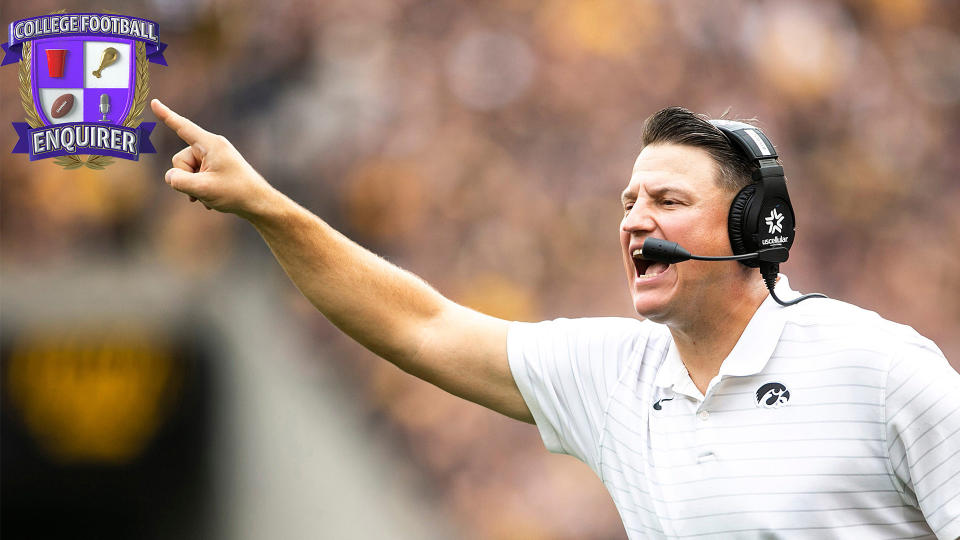 Iowa's Brian Ferentz reacts on the sidelines 
Joseph Cress-USA TODAY Sports