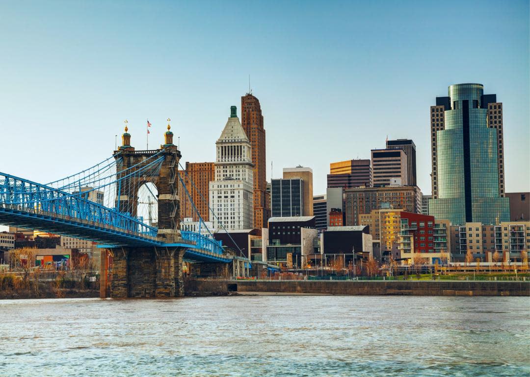 Cincinnati skyline and bridge.