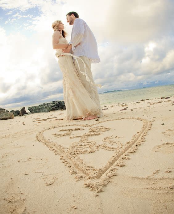 You can draw lovey-dovey stuff in the sand. 